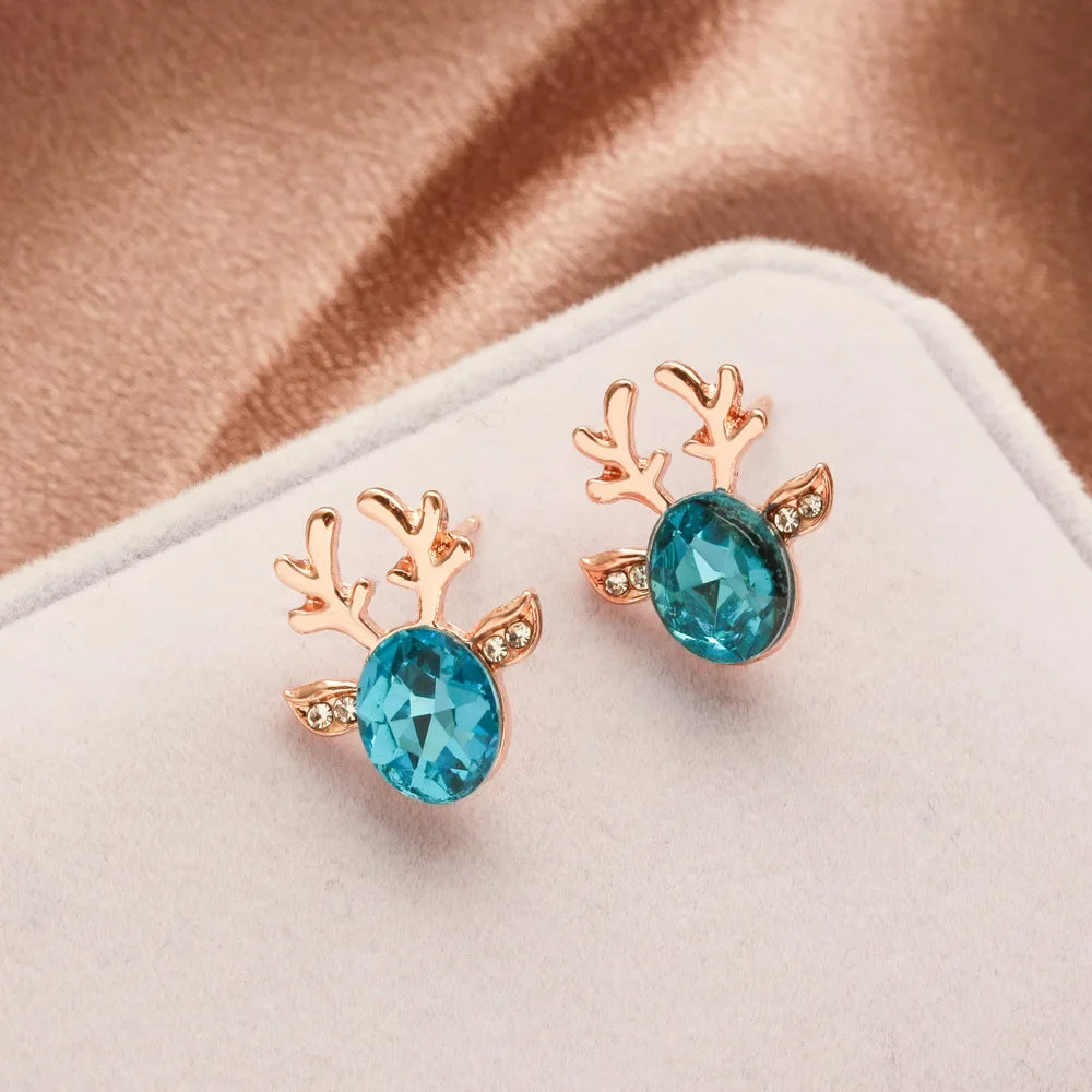 Fay — Festive Reindeer Crystal Stud Earrings