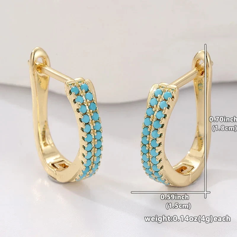 Skye — Turquoise Pavé Classic Gold Huggies