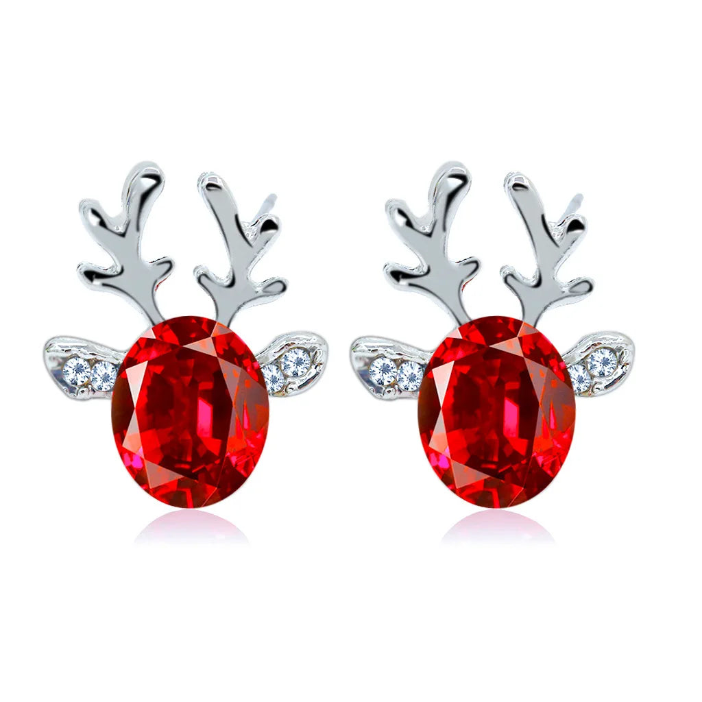 Fay — Festive Reindeer Crystal Stud Earrings