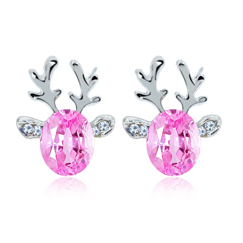 Fay — Festive Reindeer Crystal Stud Earrings