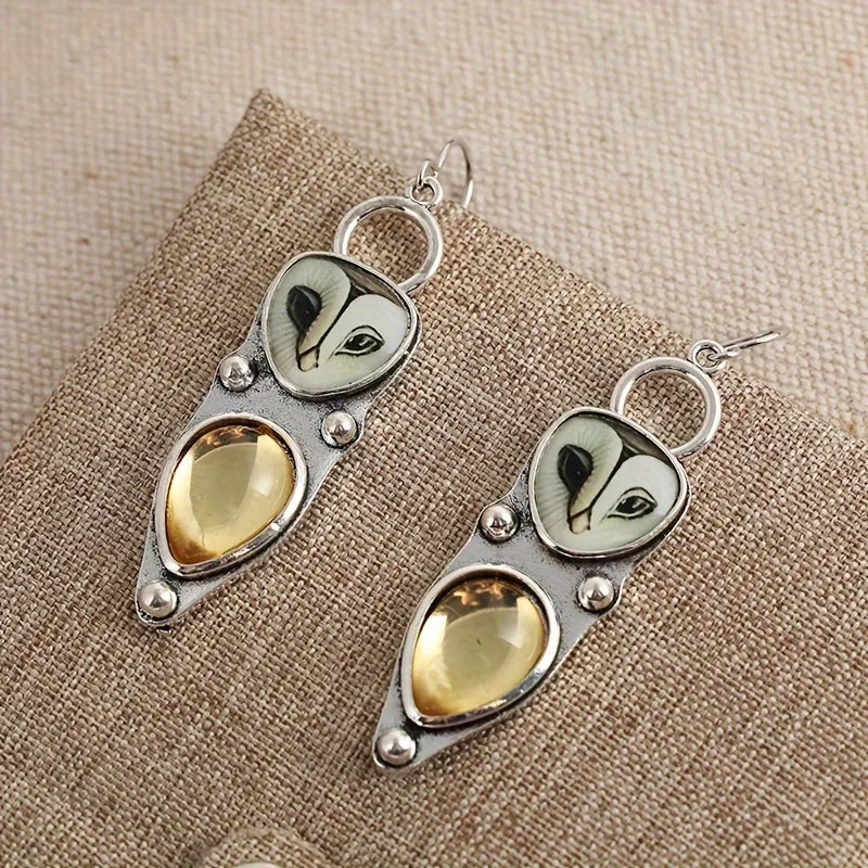 Frida — Boho Owl Drop Earrings