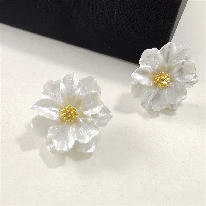 Elegant White Acrylic Stud Earrings