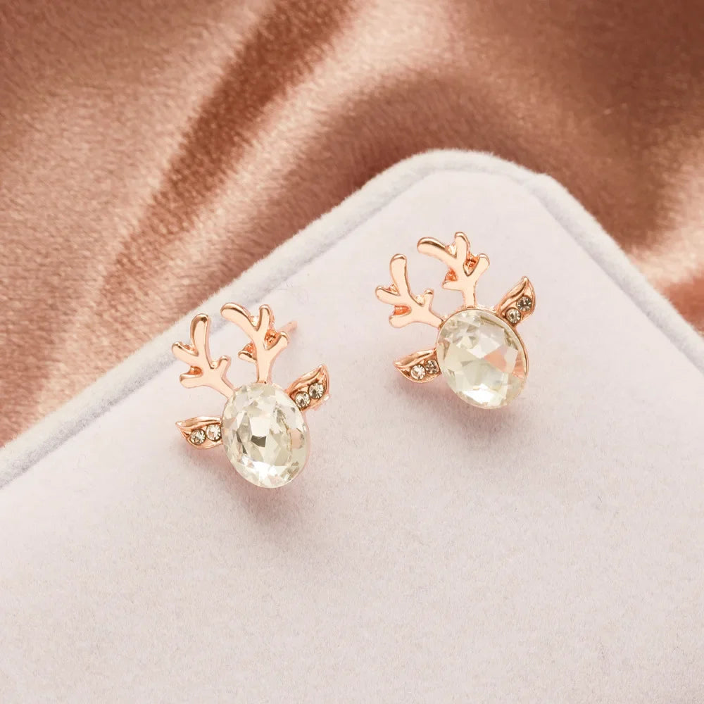 Fay — Festive Reindeer Crystal Stud Earrings