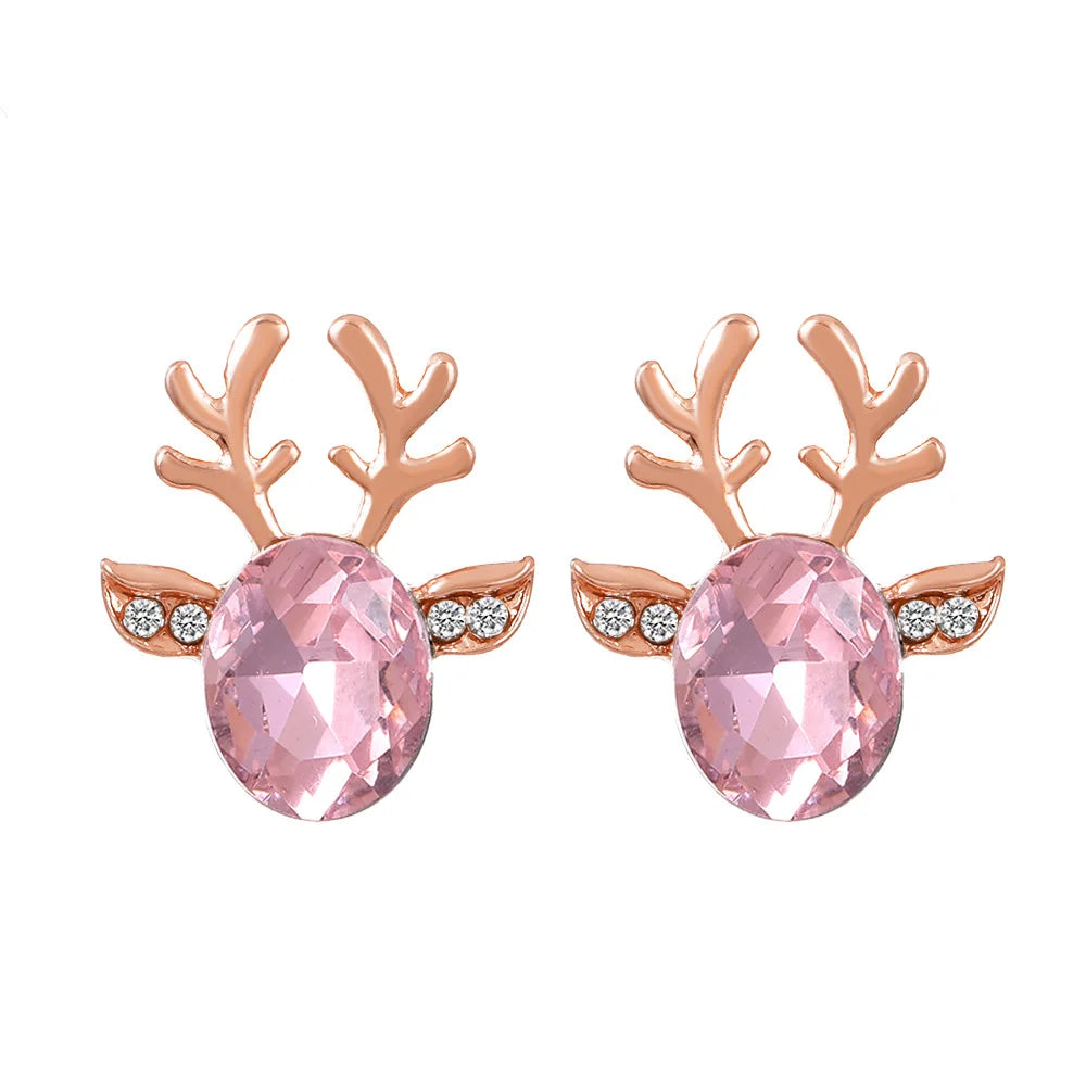 Fay — Festive Reindeer Crystal Stud Earrings