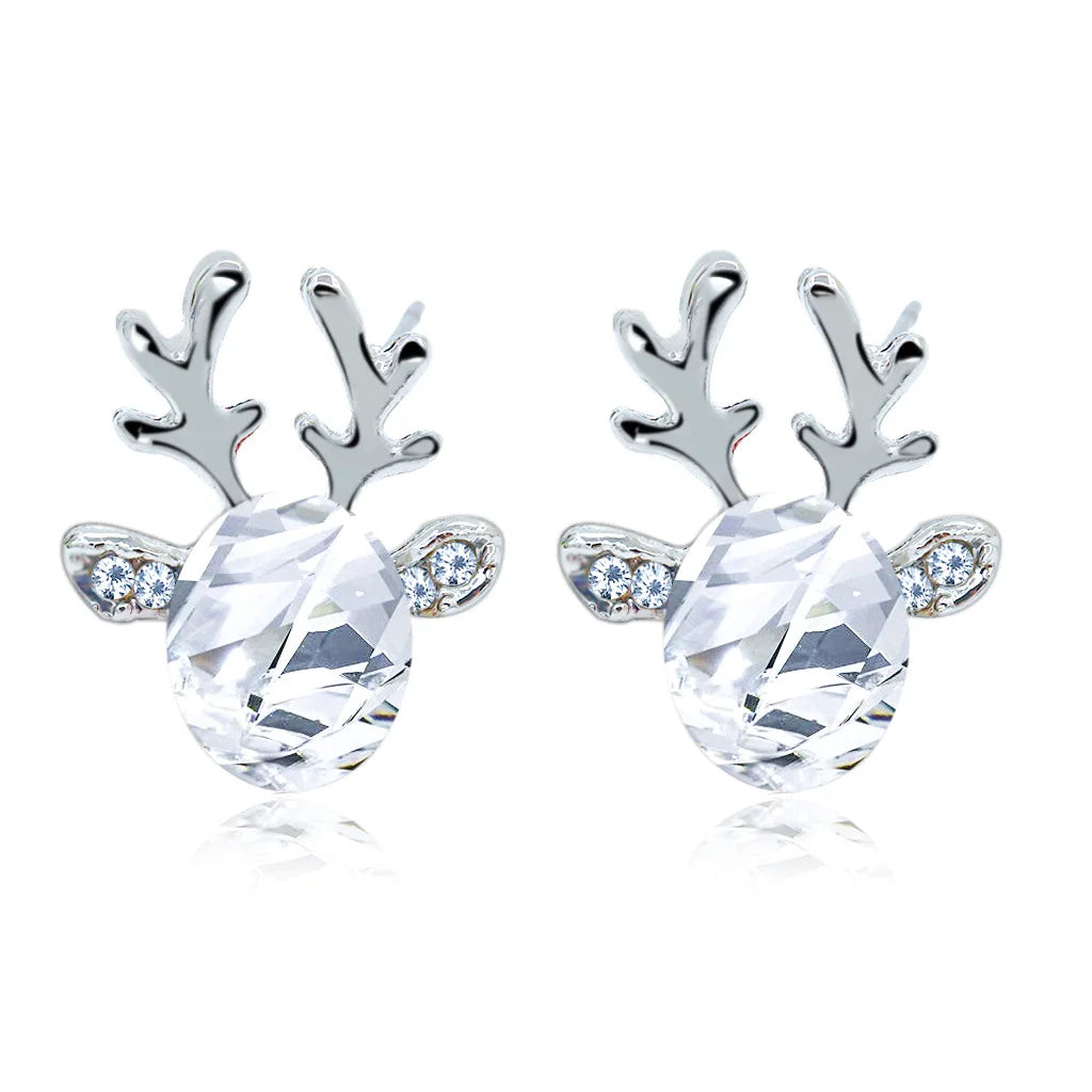 Fay — Festive Reindeer Crystal Stud Earrings