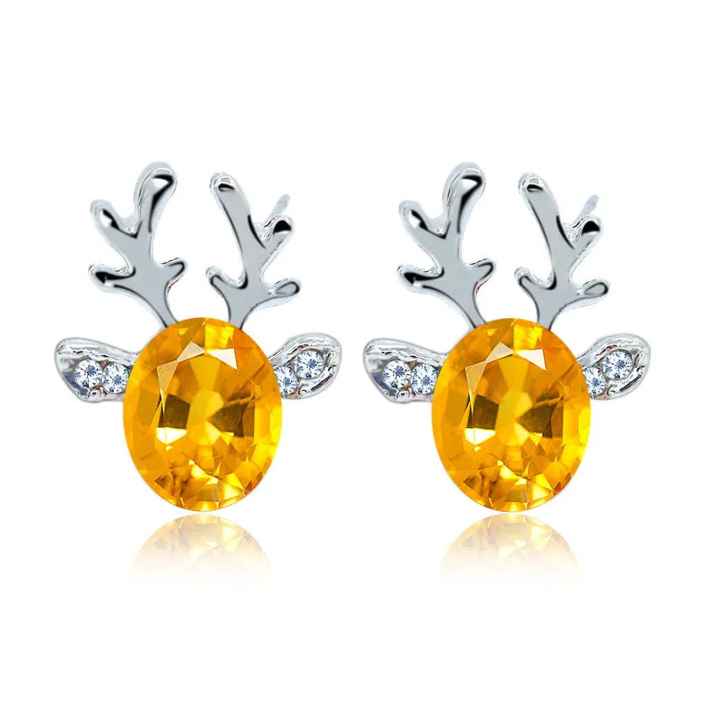 Fay — Festive Reindeer Crystal Stud Earrings