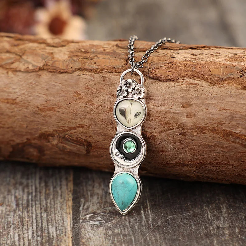 Elle — Turquoise Owl Wisdom Bar Necklace