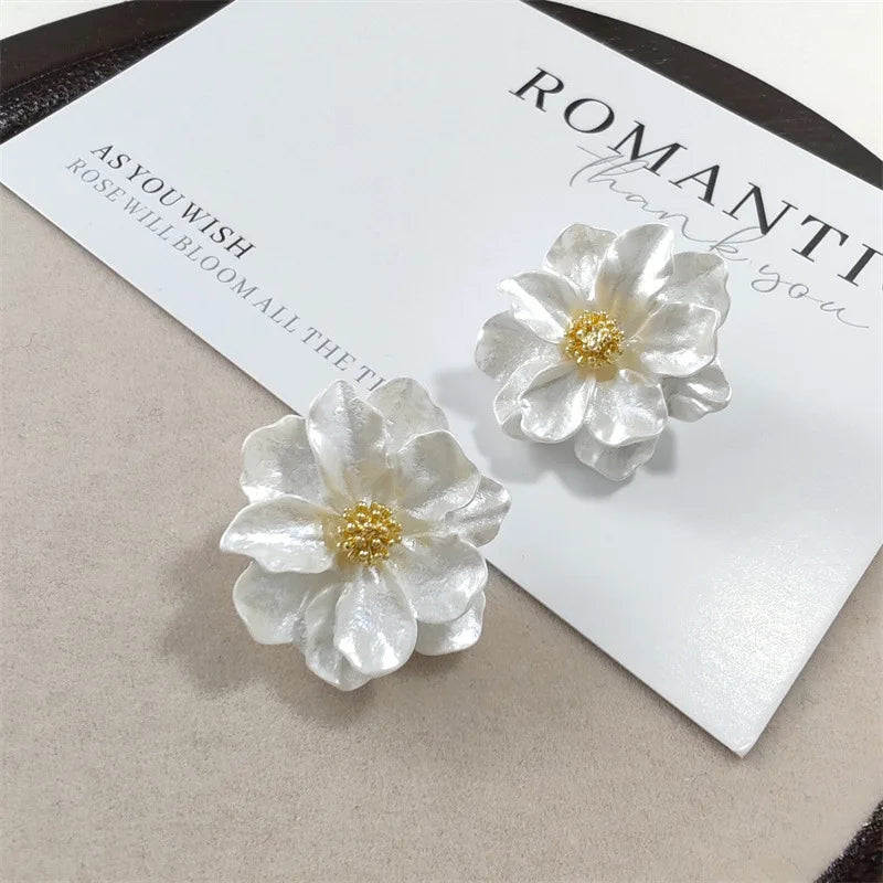 Elegant White Acrylic Stud Earrings