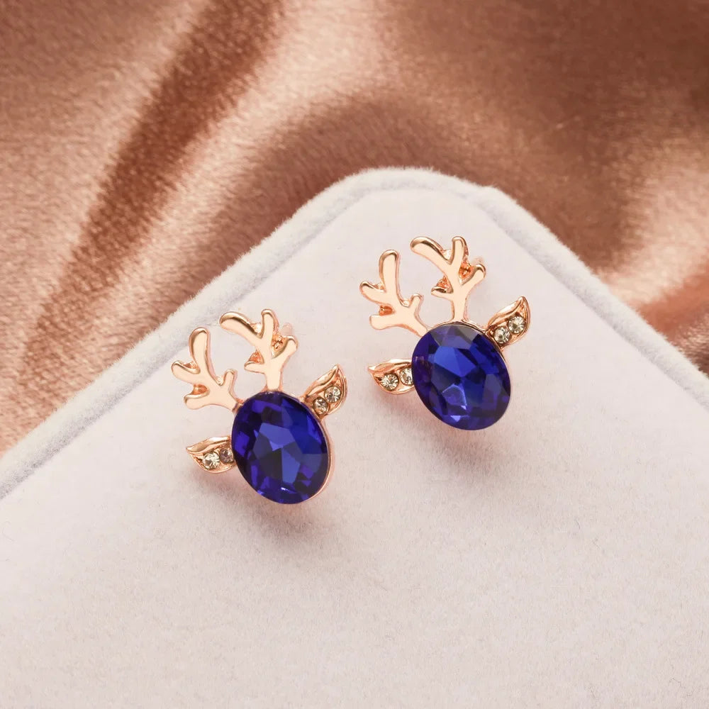 Fay — Festive Reindeer Crystal Stud Earrings