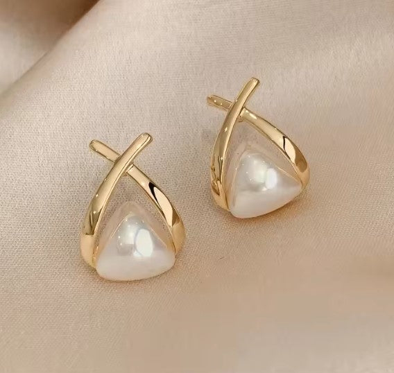 Vintage Drop Dangle Earrings with Pearls, Crosses, and Triangles