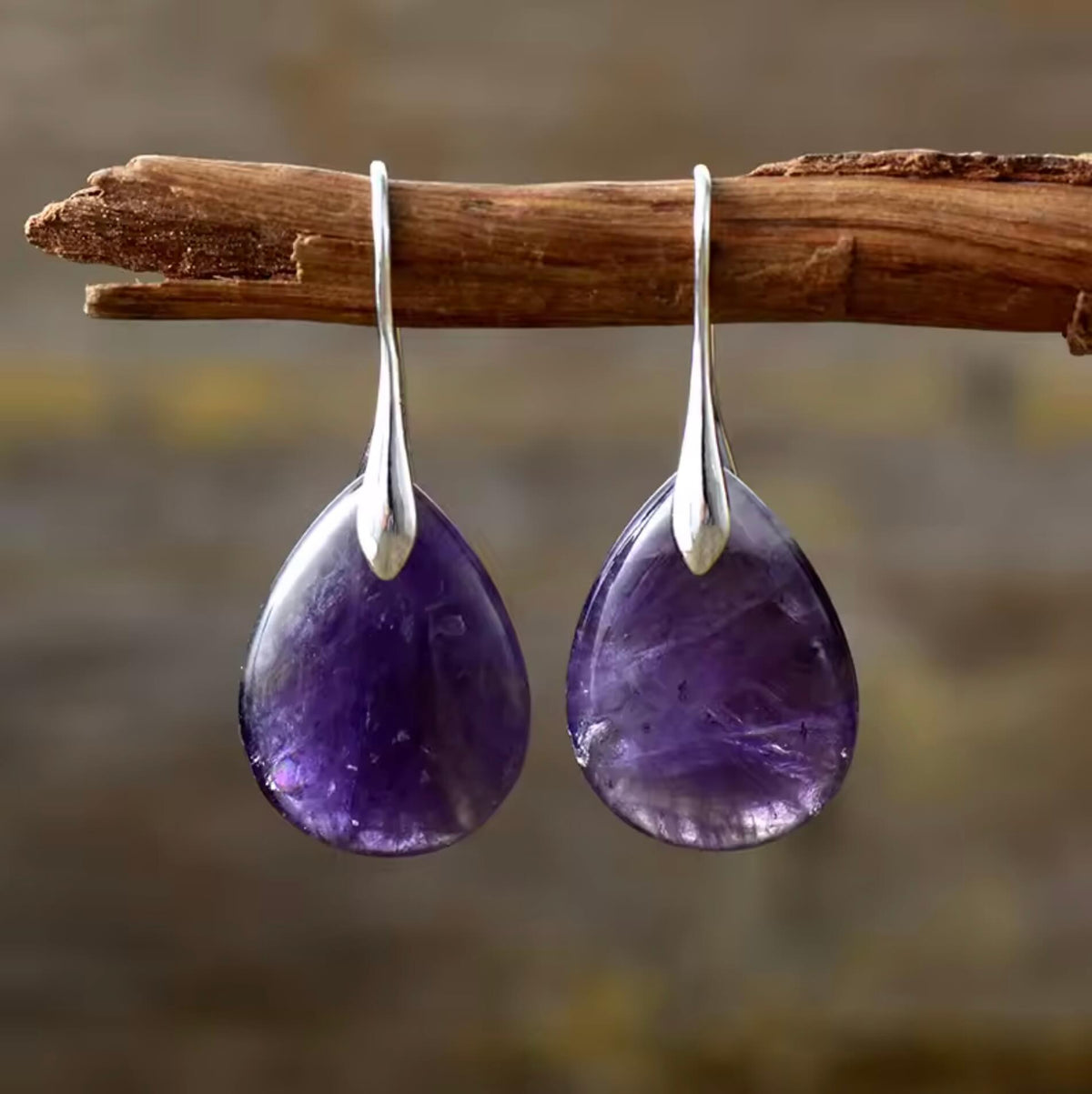 Amethyste Natural Amethyst Teardrop Earrings Silver