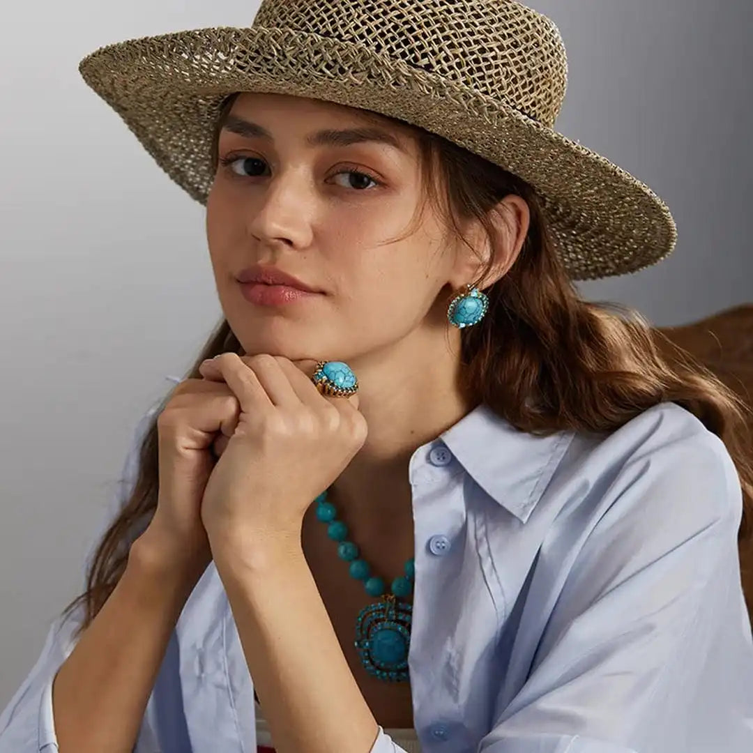 Yara — Golden Turquoise Stone Zirconia Ring