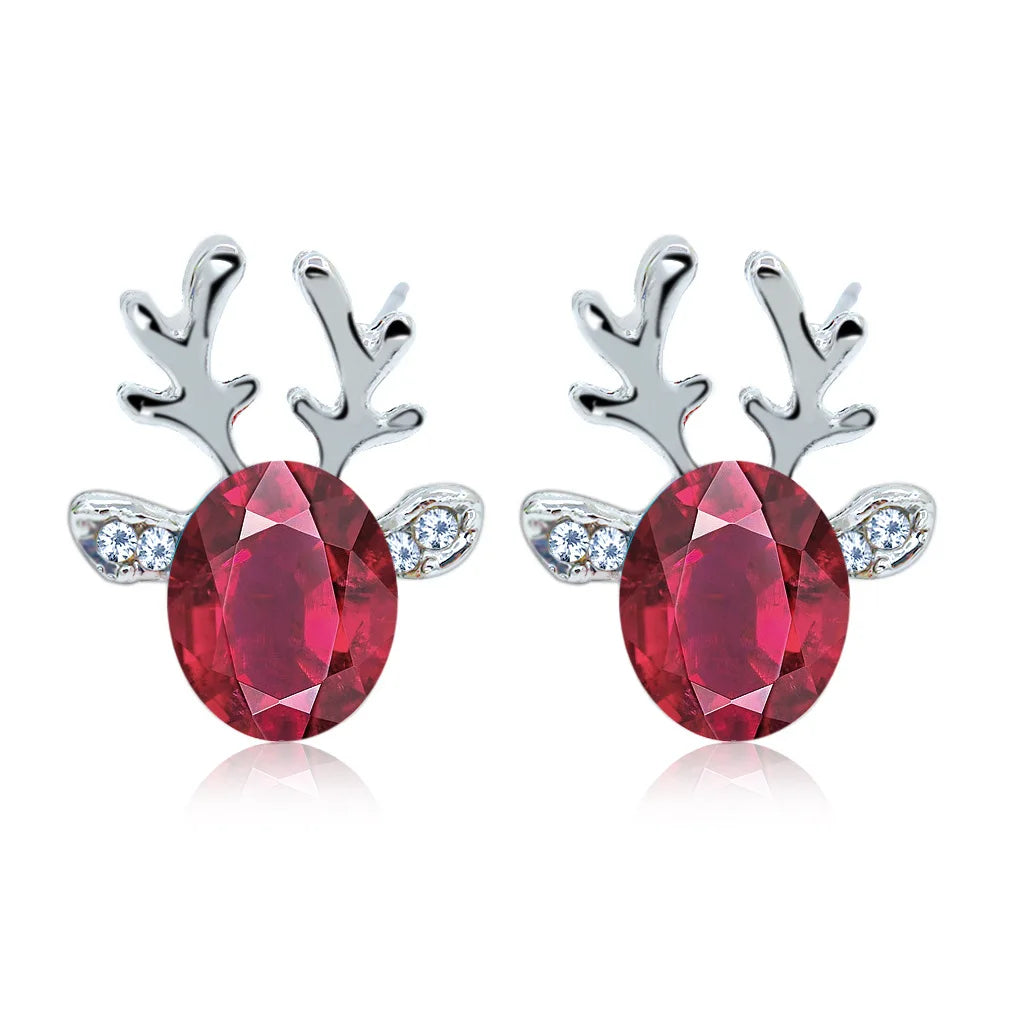 Fay — Festive Reindeer Crystal Stud Earrings