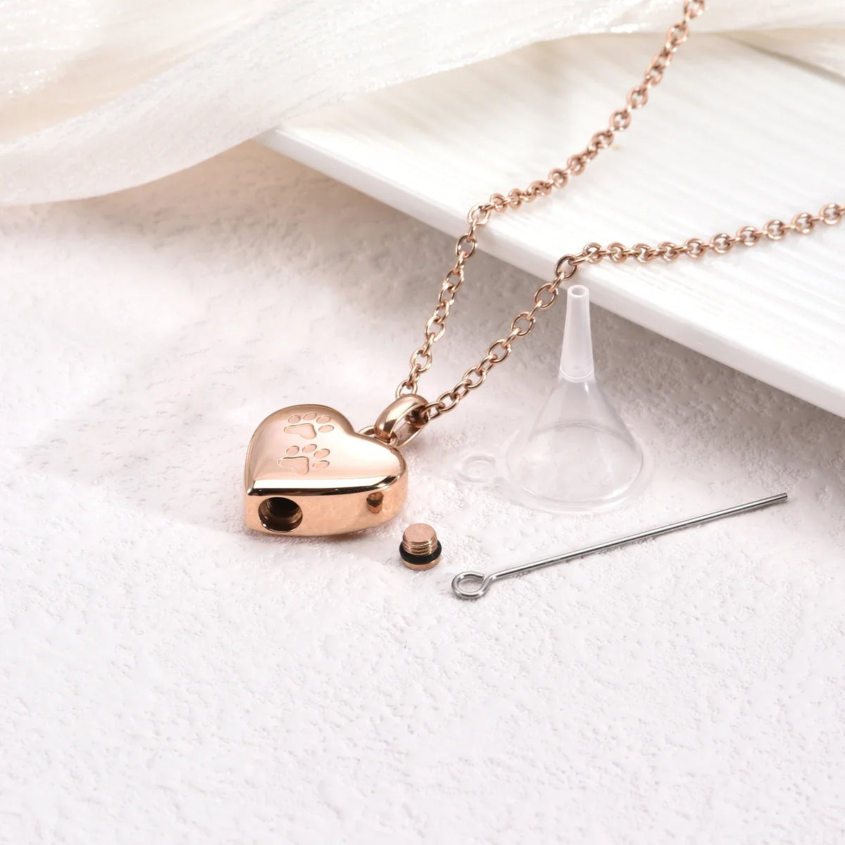 Allie — Pet Memorial Urn Necklace – Heart-Shaped Pendant with Paw Engraving