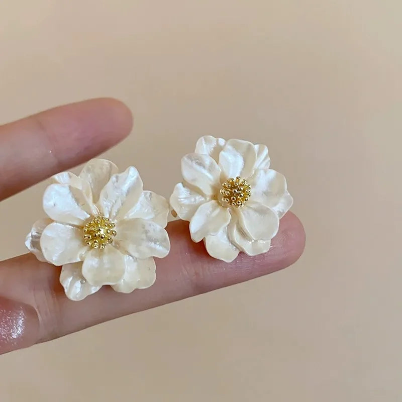 Elegant White Acrylic Stud Earrings