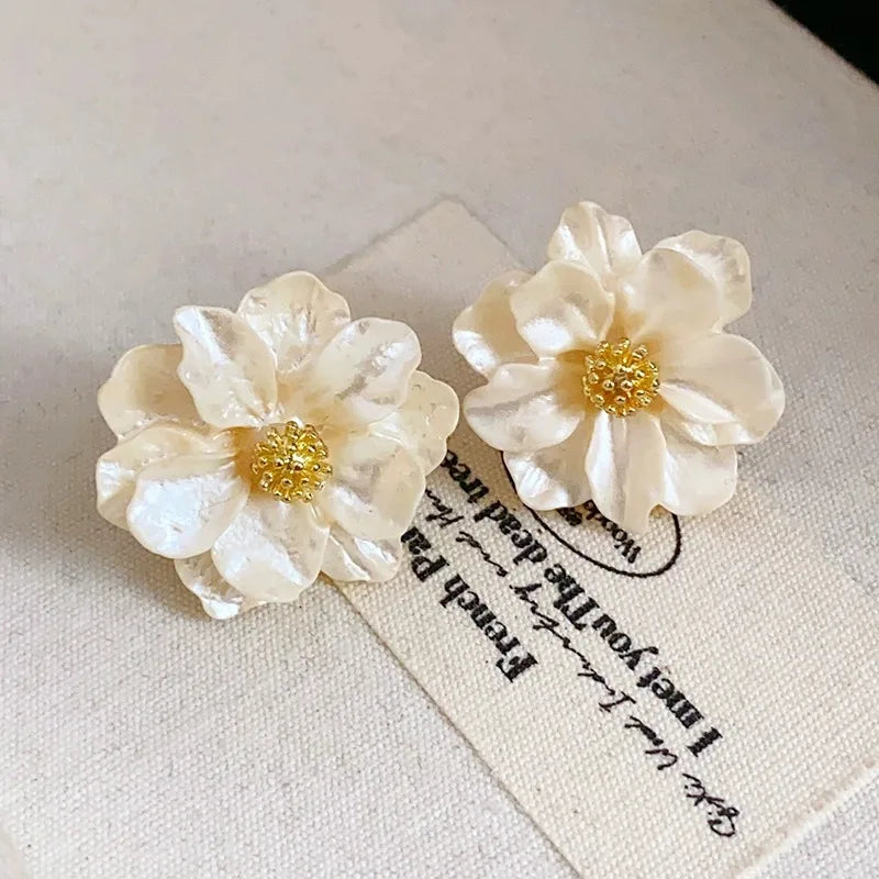 Elegant White Acrylic Stud Earrings
