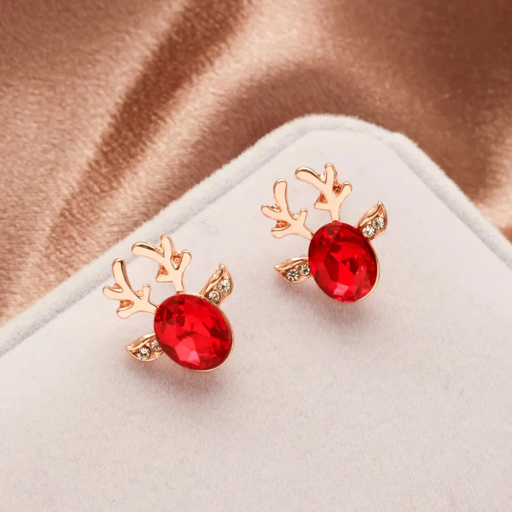 Fay — Festive Reindeer Crystal Stud Earrings
