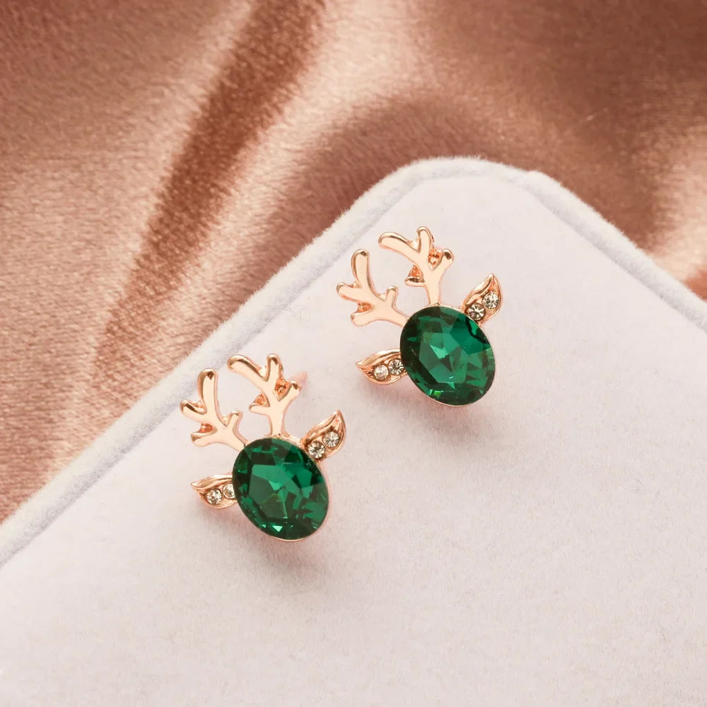 Fay — Festive Reindeer Crystal Stud Earrings
