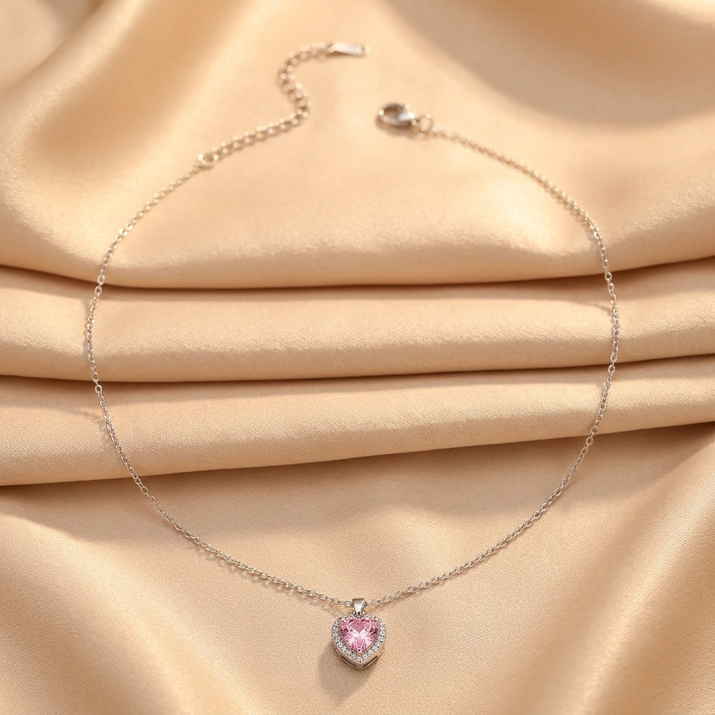 Alina — Pink Heart Zirconia Necklace