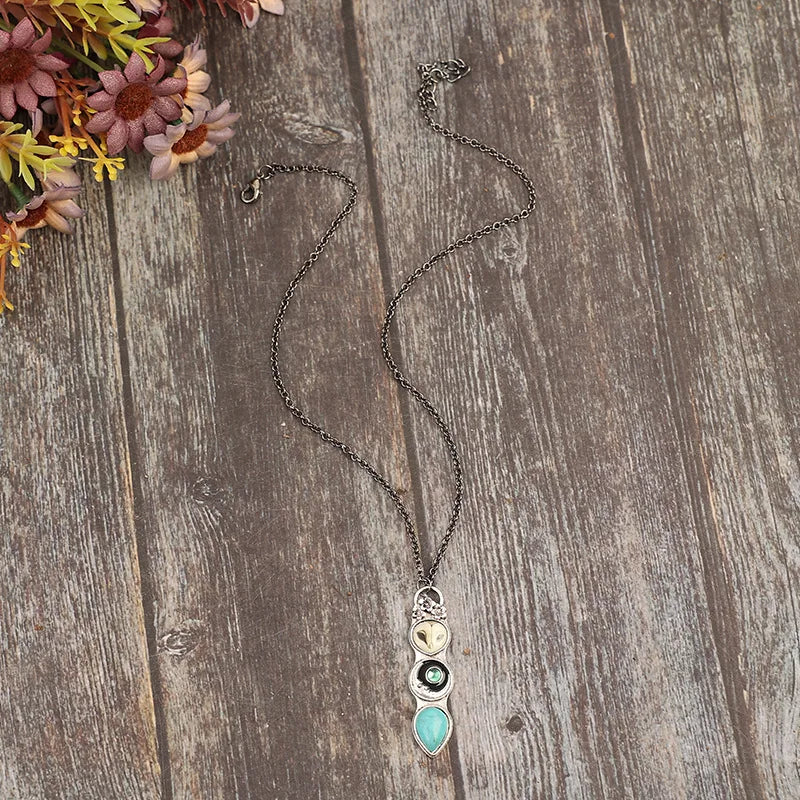 Elle — Turquoise Owl Wisdom Bar Necklace