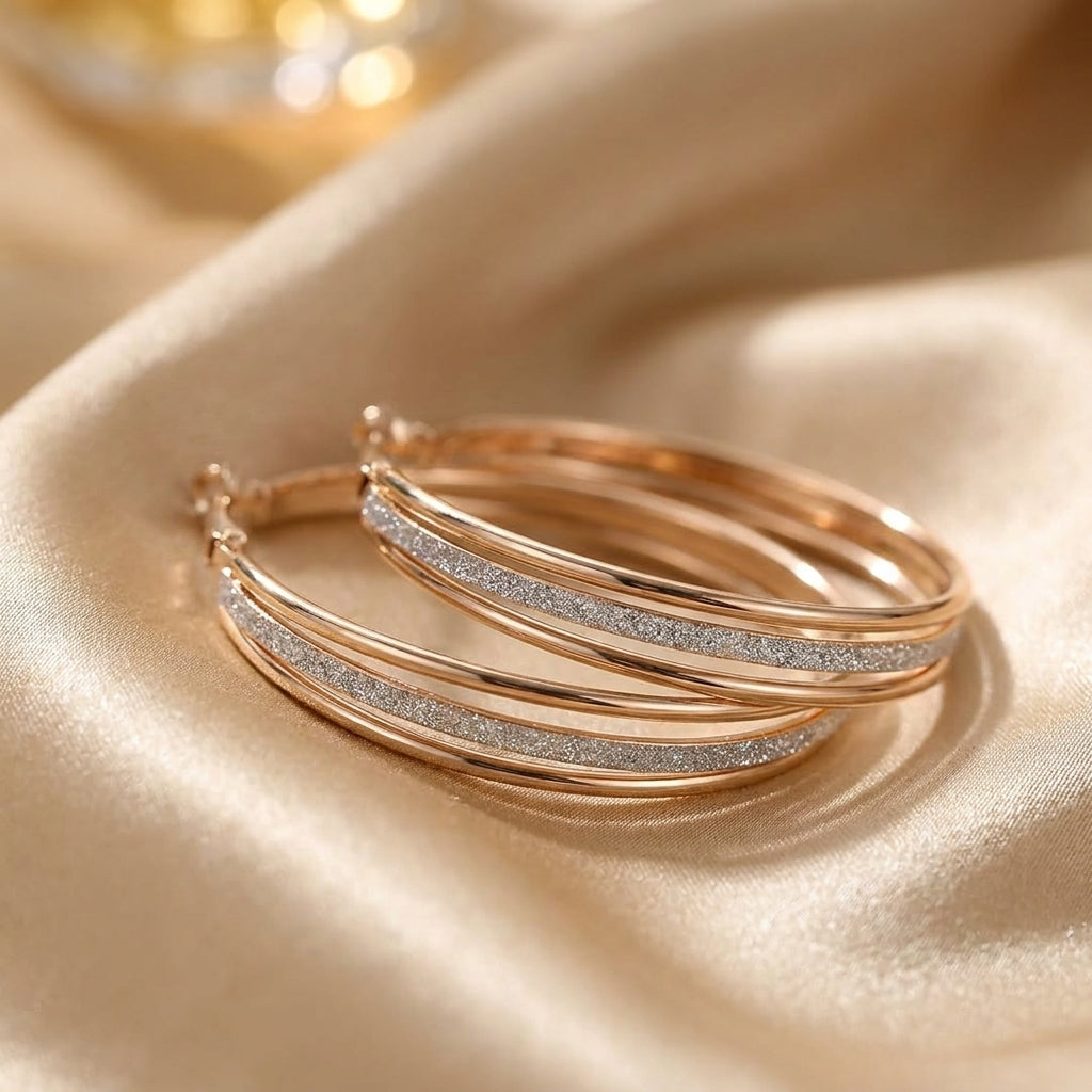 Romina — Retro Triple Hoop Drop Earrings