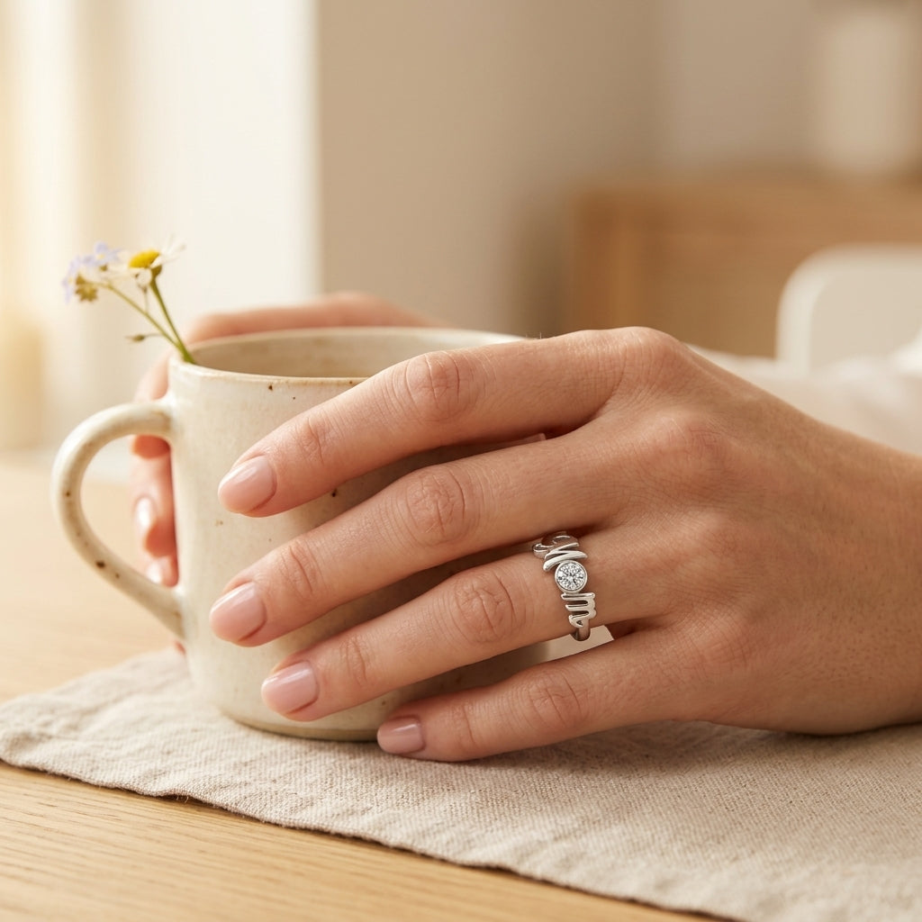 Äiti — Crystal Candle Heart Ring