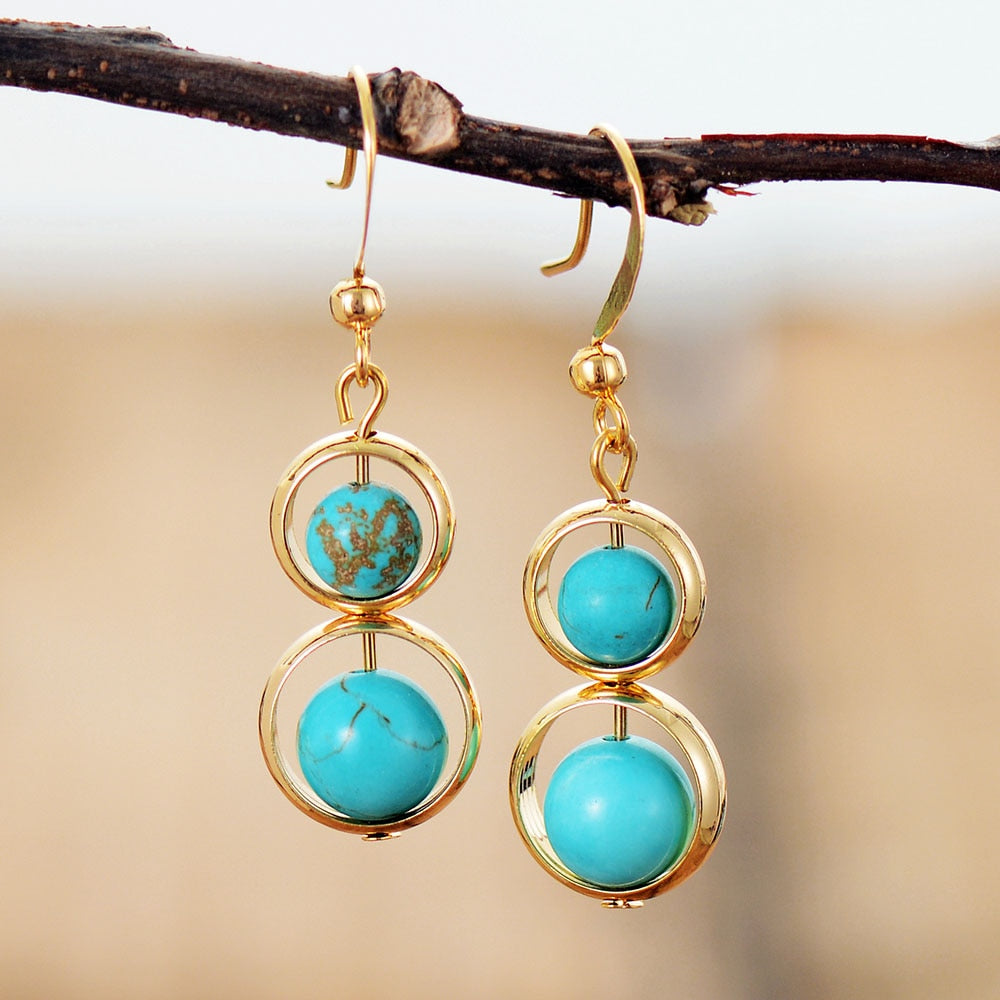 Marina Turquoise Sphere Gold Drops