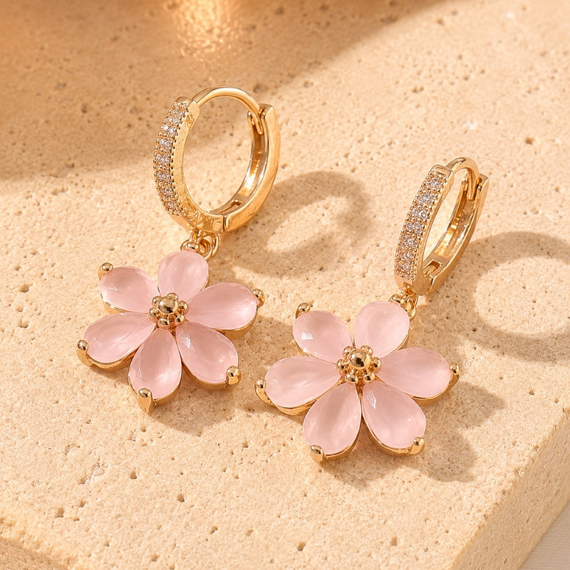 Lilou — Floral Hoop Drop Earrings