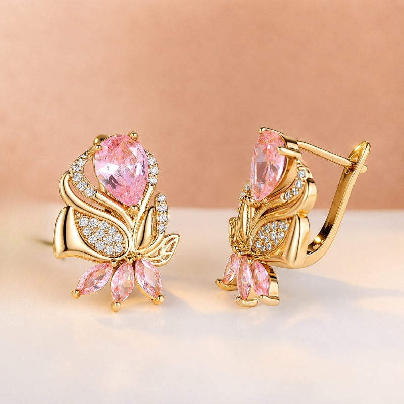 Tiana — Lustrous Teardrop Leaf Earrings