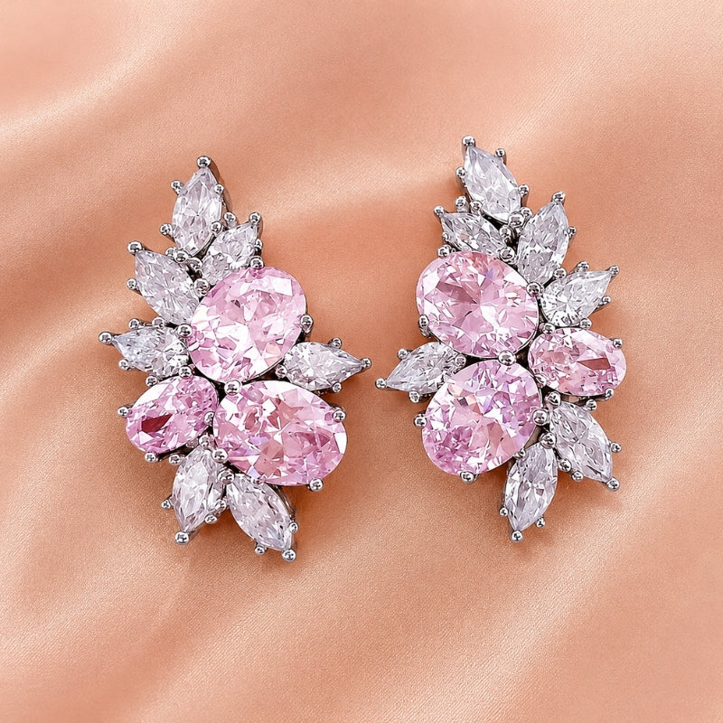 Amaryllis — Lustrous Pink Floral Earrings