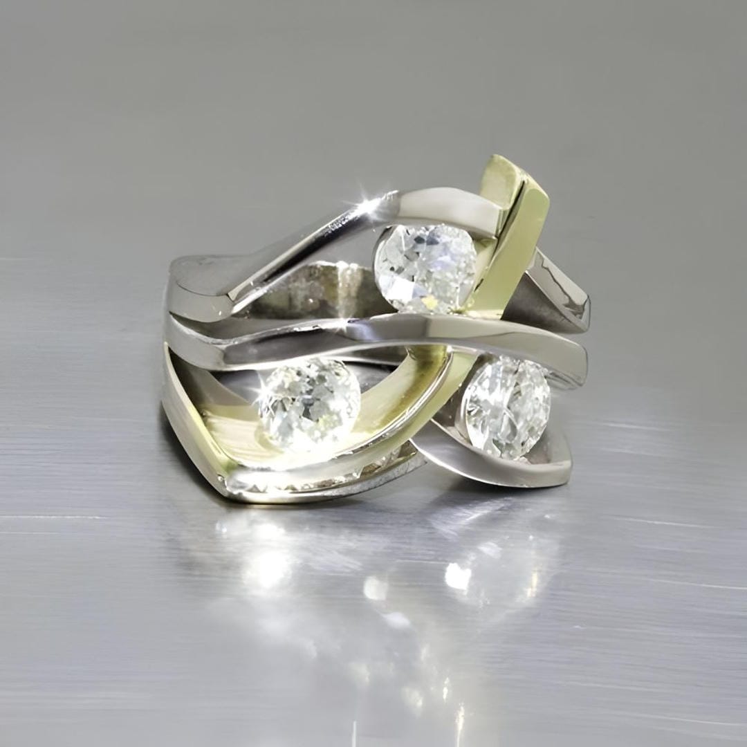 Trudy — Vintage Zirconia Golden & Silver Ring