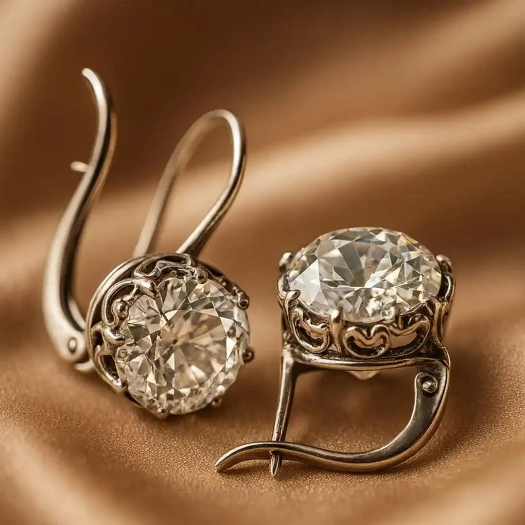 Jacqueline — Luxe Vintage Silver Zirconia Earrings