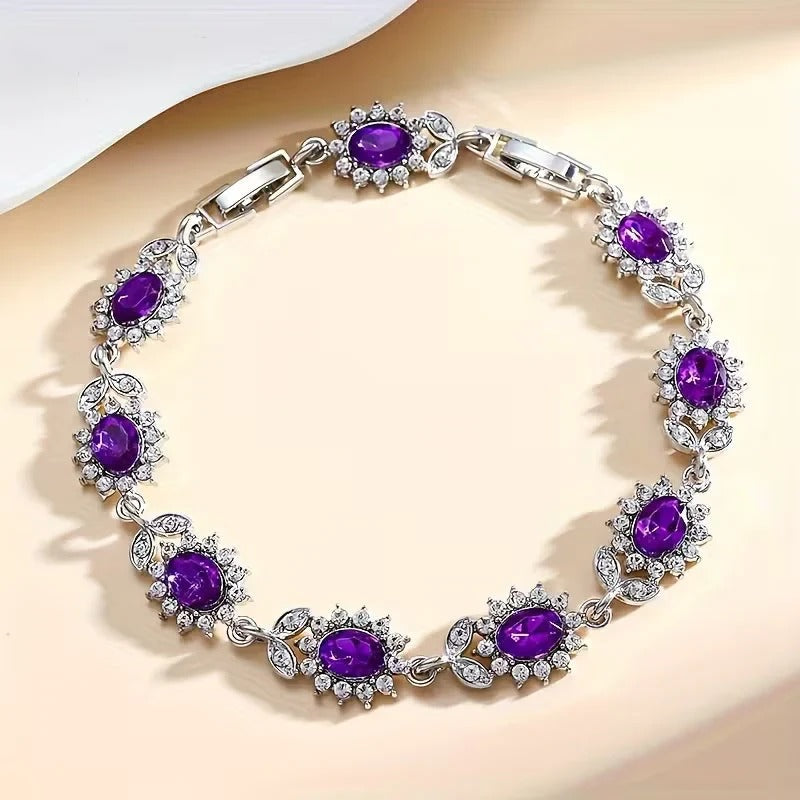 Tiphaine — Floral Silver Amethyst Bracelet