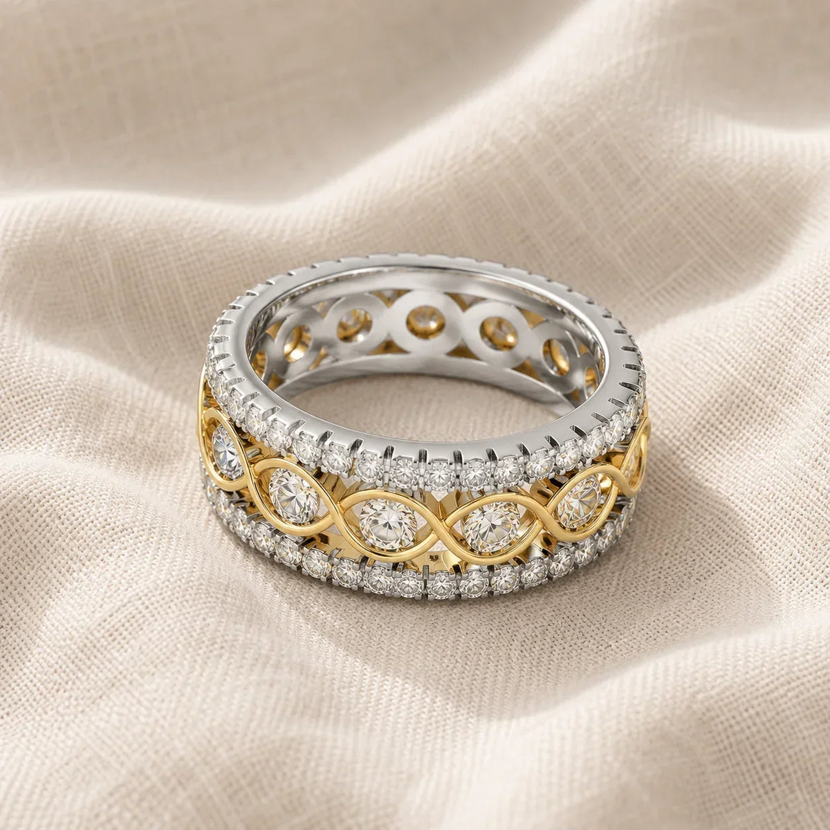Keziah — White Gold Double Row Zirconia Ring