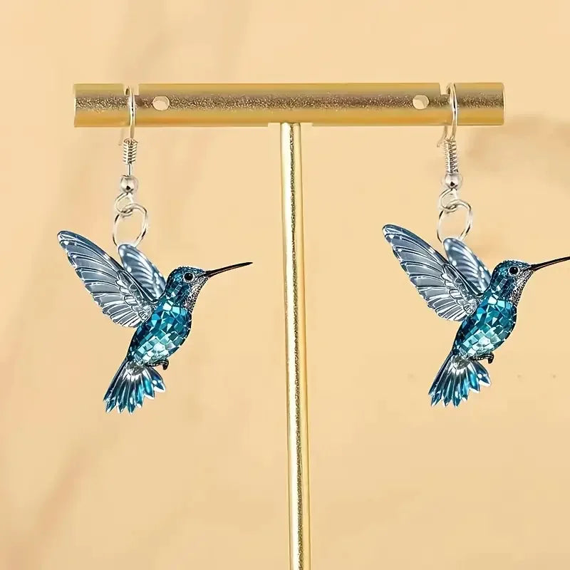 Kiki — Blue Crystal Hummingbird Earrings