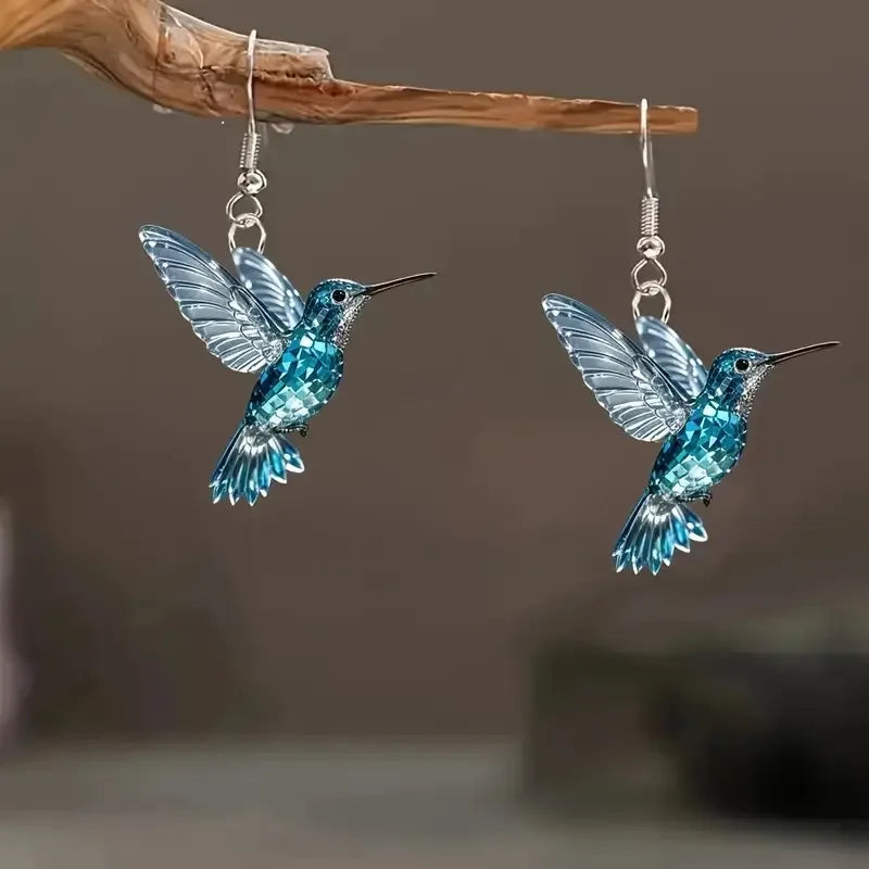 Kiki — Blue Crystal Hummingbird Earrings