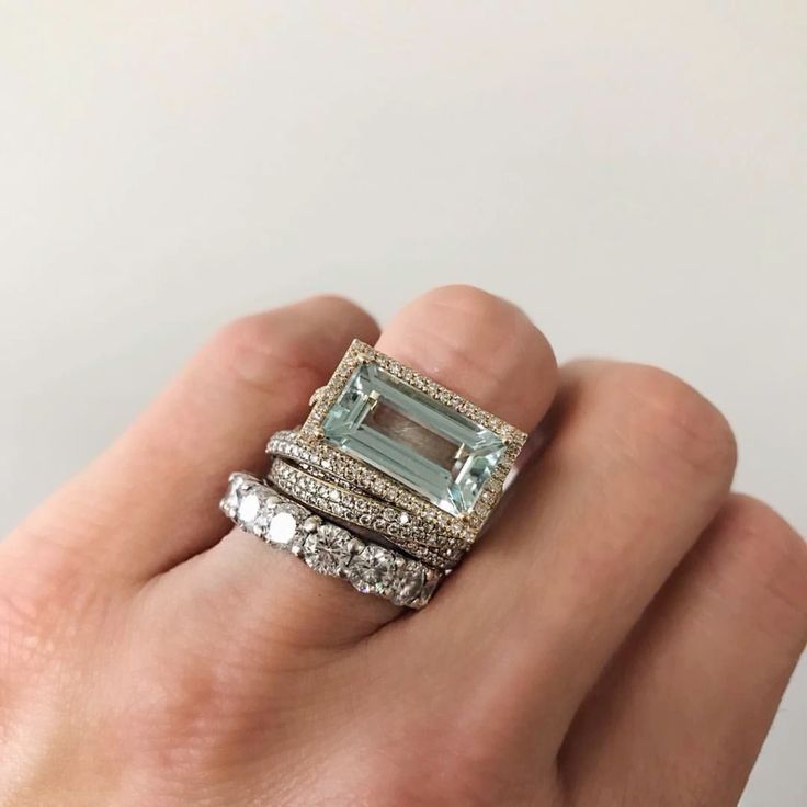 Francesca — Vintage Silver Turquoise Glass Ring Set (3 Rings)