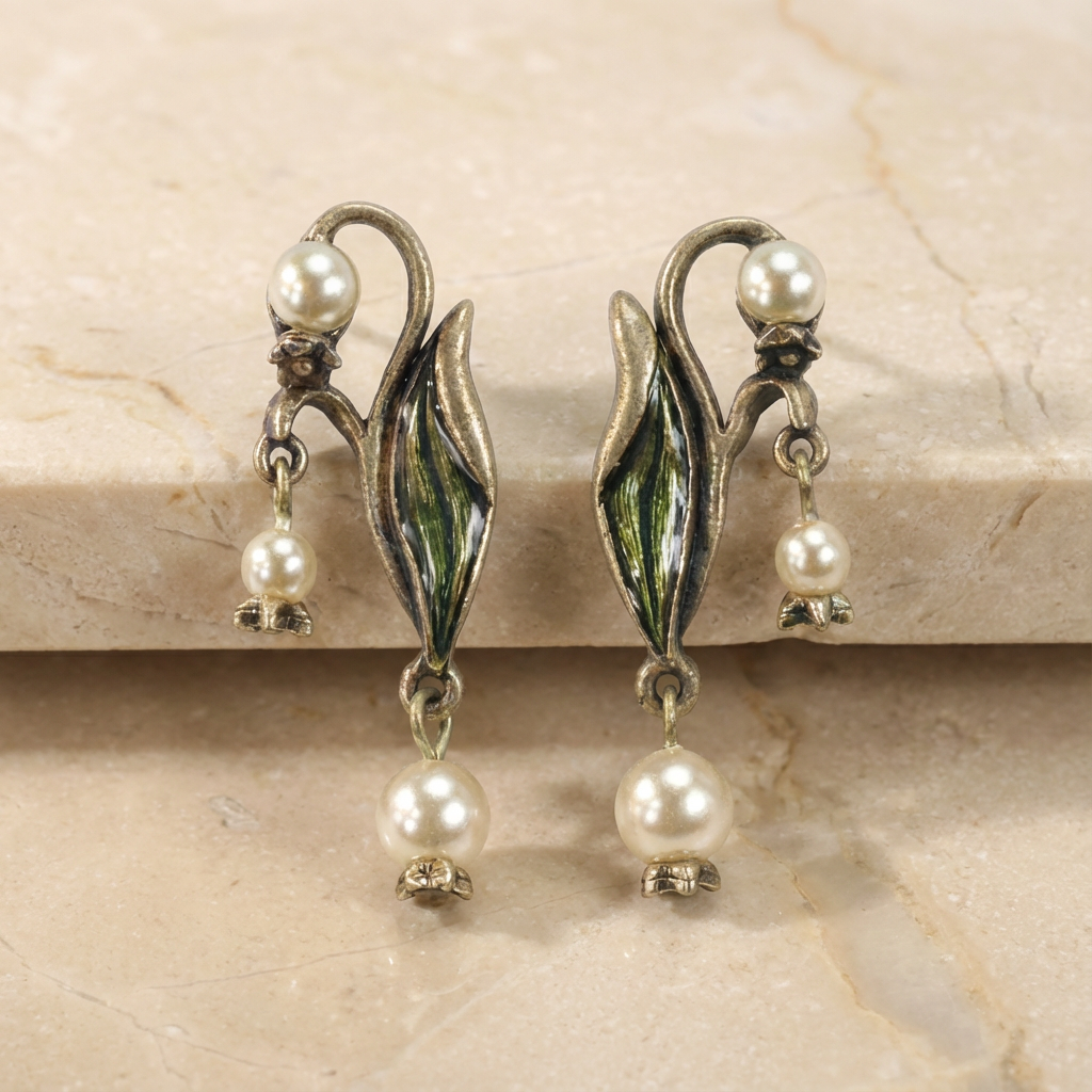 Boho Earrings with Enamel and Pearls