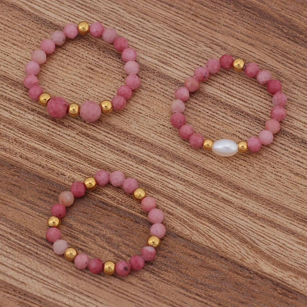 Winsome — 3pcs Set Amethyst Beaded Rings