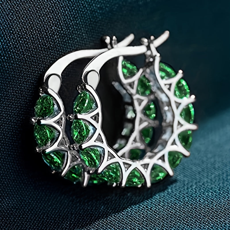 Ingrid — Zirconia-Inlaid Circle Hoop Earrings