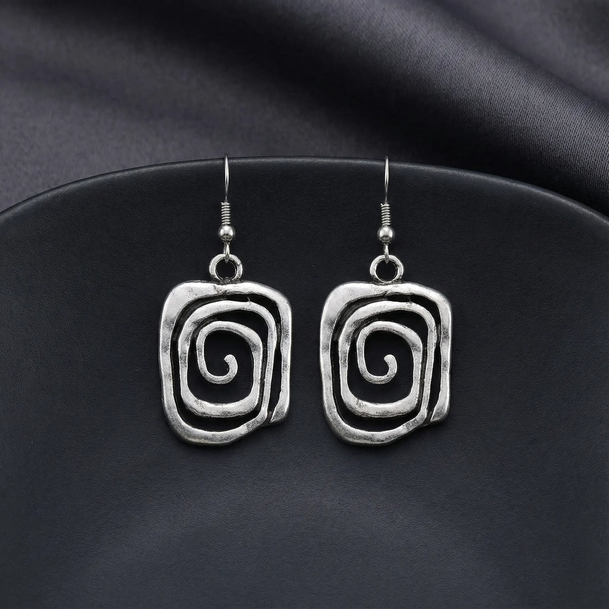 Spiral Boho Earrings in Silver