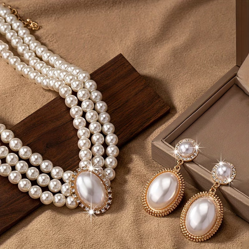 Edith — Classic Pearl Strand Jewelry Set