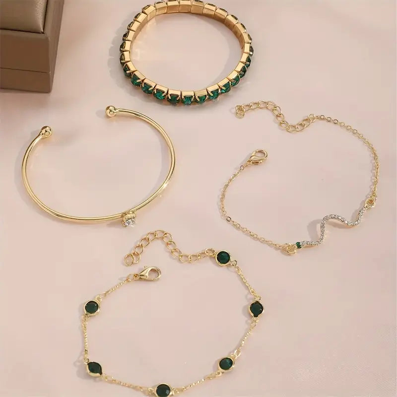 Lumi — Green Stone Bracelet Set