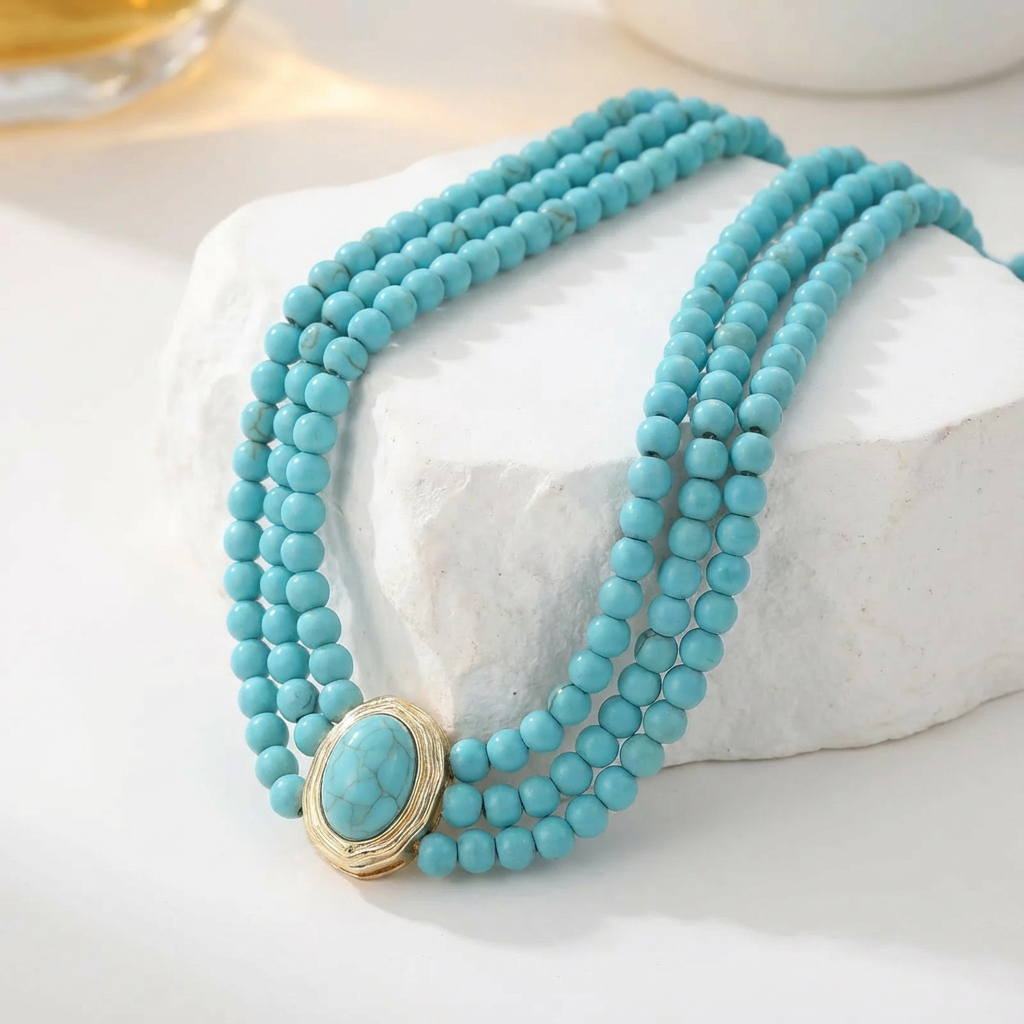 Kira — Turquoise Triple-Strand Choker Necklace