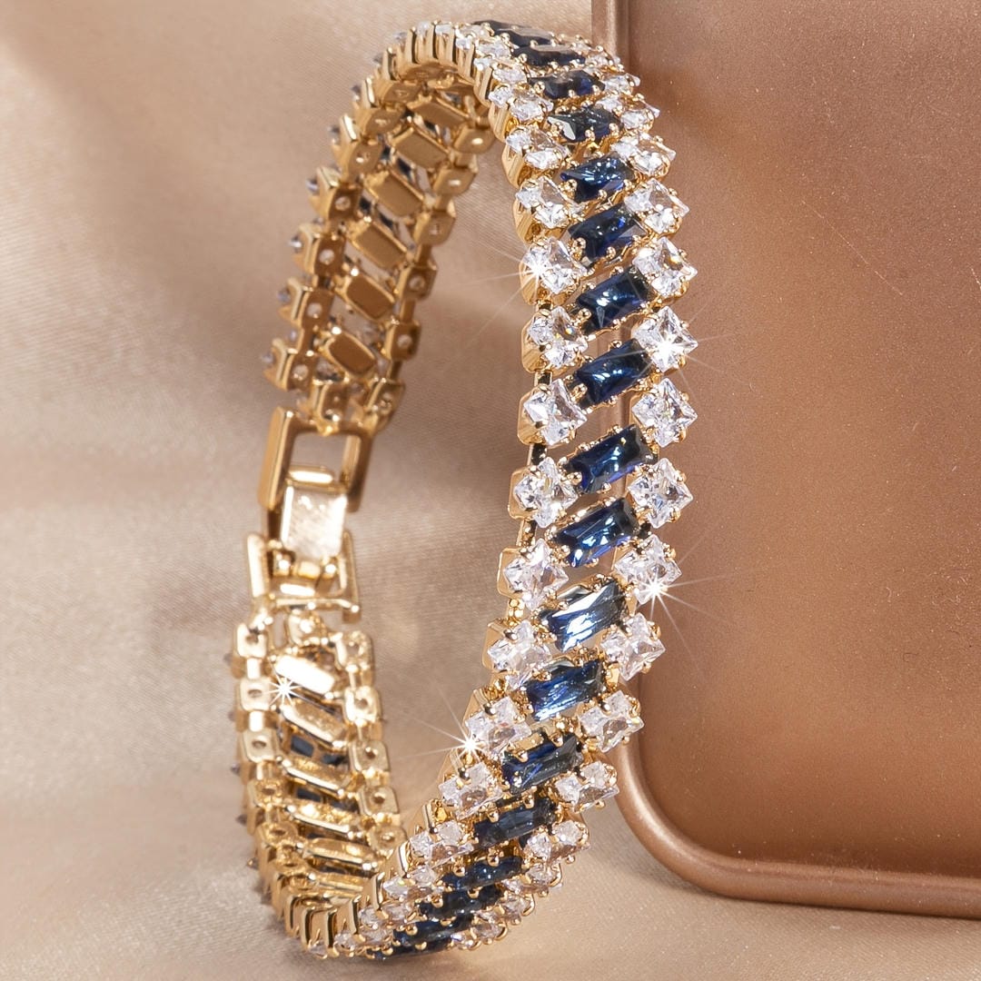 Carolina — Geometric Sapphire Stones Bracelet
