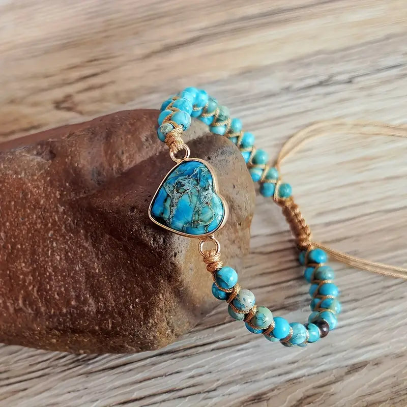 Johanna — Boho Adjustable Heart Stone Bracelet