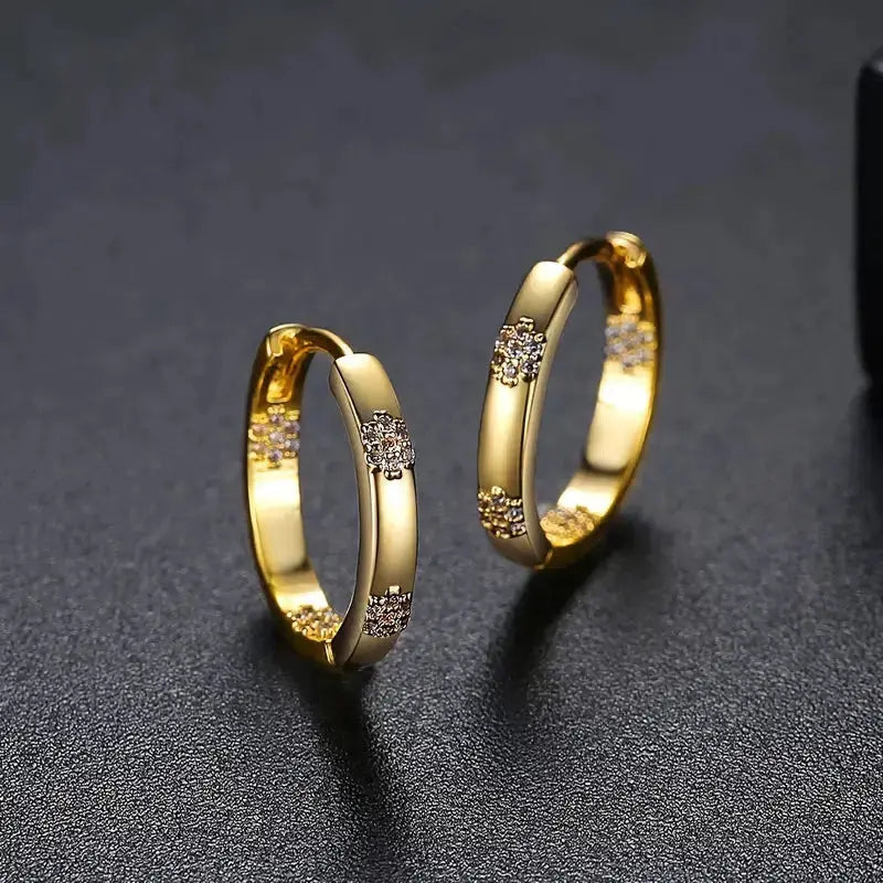 Fleurine — Golden Flower Crystal Hoops