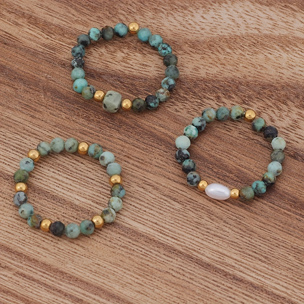 Winsome — 3pcs Set Amethyst Beaded Rings