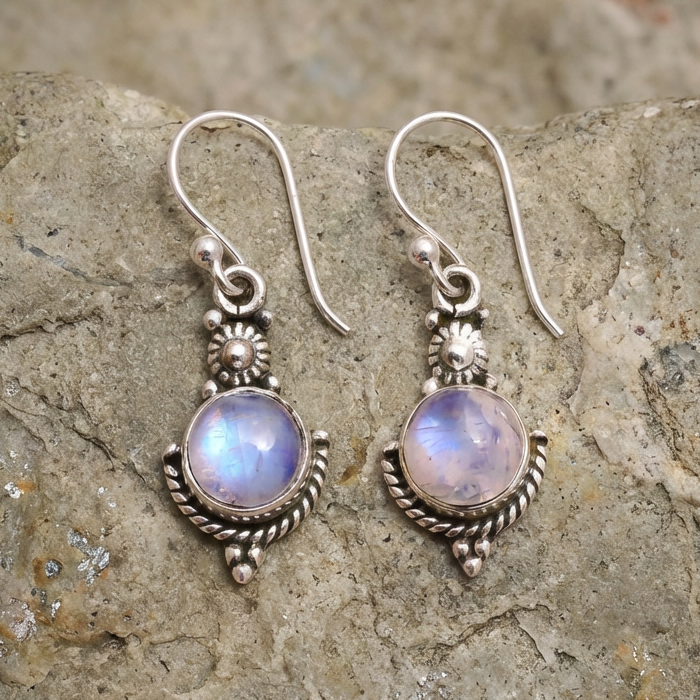 Vintage Moonstone Long Pendant Earrings