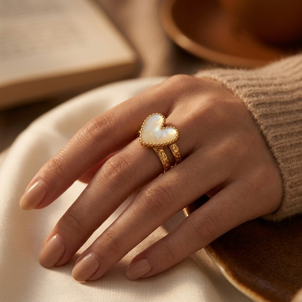 Ambre — Gold Heart Motif Ring